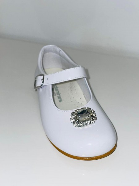 Andanines Girls White Patent Leather Mary Jane Shoes 846/803W 30 / UK 11.5