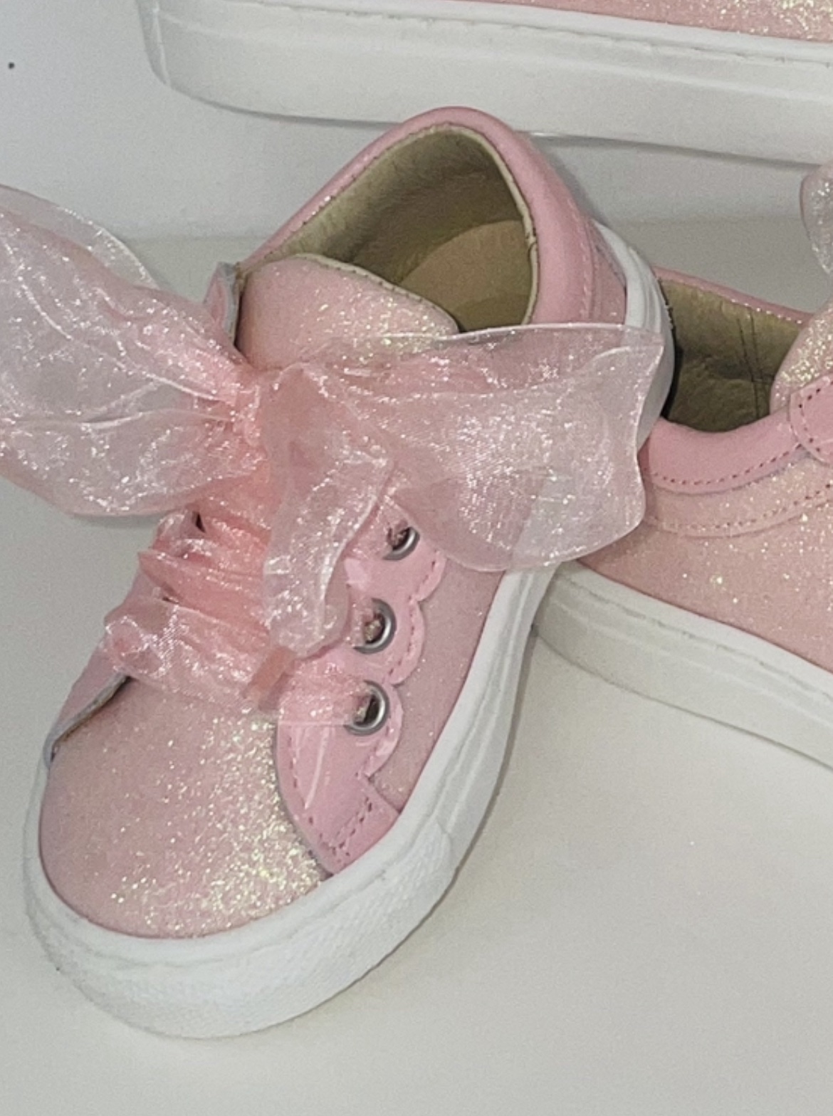 Girls pink deals glitter trainers